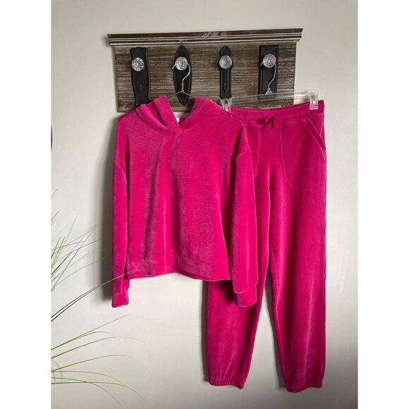 GAP Kids Fuchsia Velvet Ribbed Hoodie & Jogger Set XXL - Picture 1 of 10